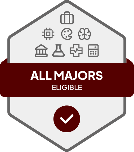 Badge with All Majors Eligible text 