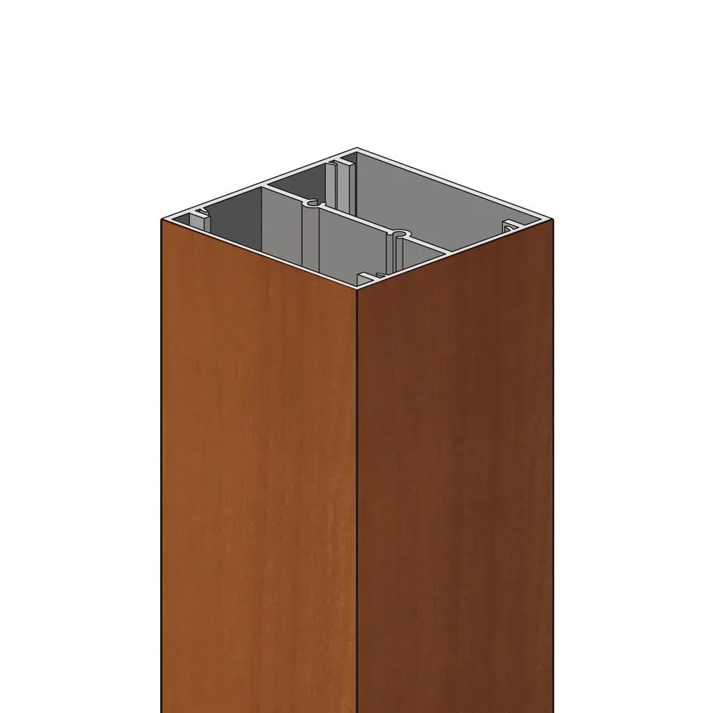 A wooden block with a metal frame on a white background.