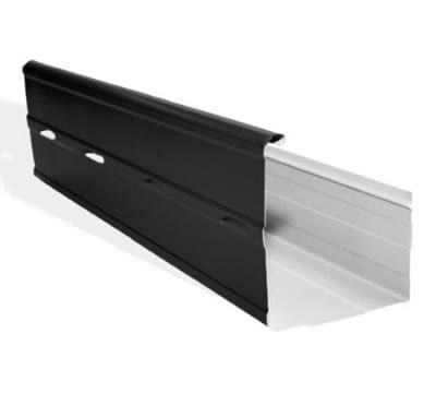 A black and white gutter on a white background
