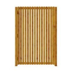 A wooden fence with a gate on a white background.