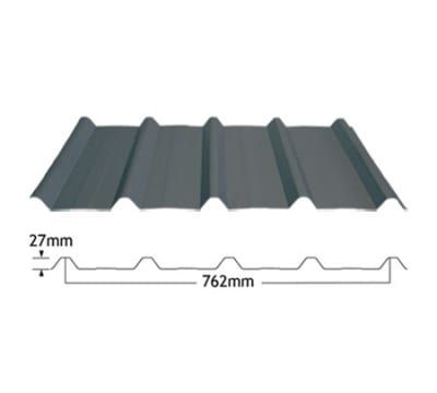 A picture of a roof with the measurements 27mm and 762mm
