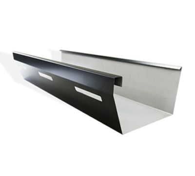 A black and white gutter on a white background