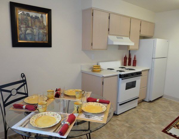 Interior view of kitchen and dining table