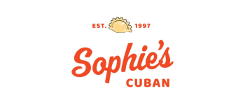 Sophie's Cuban restaurant logo with a pastel empanada, established in 1997.