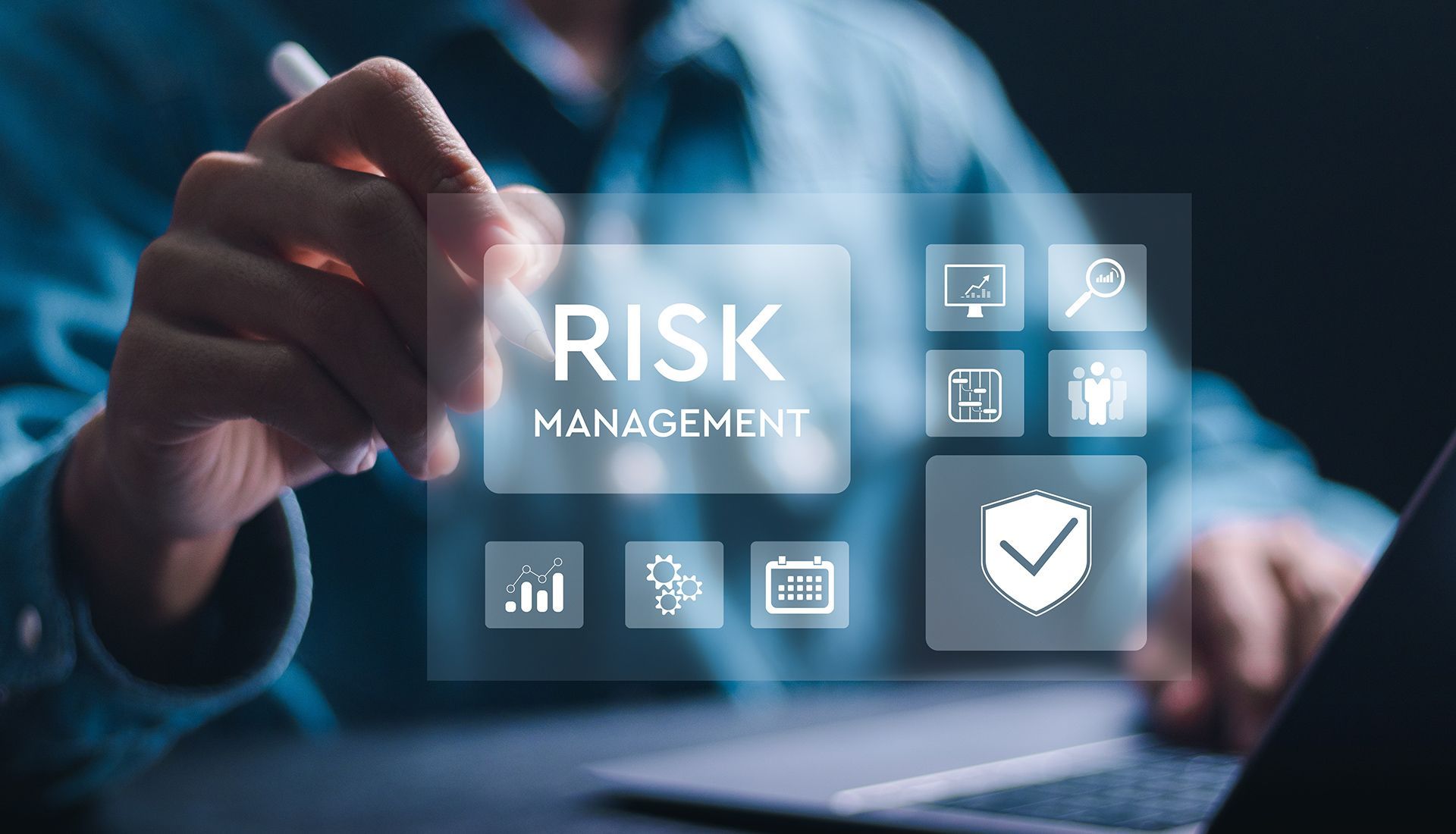 Person using a digital interface labeled 