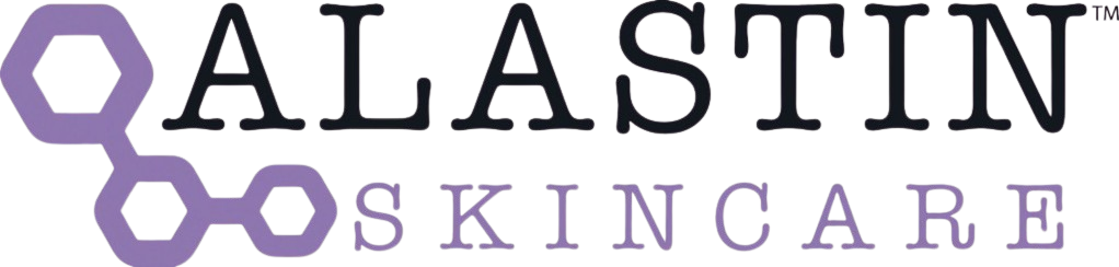 The logo for qalastin skincare is purple and black
