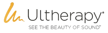A logo for ultherapy that says see the beauty of sound