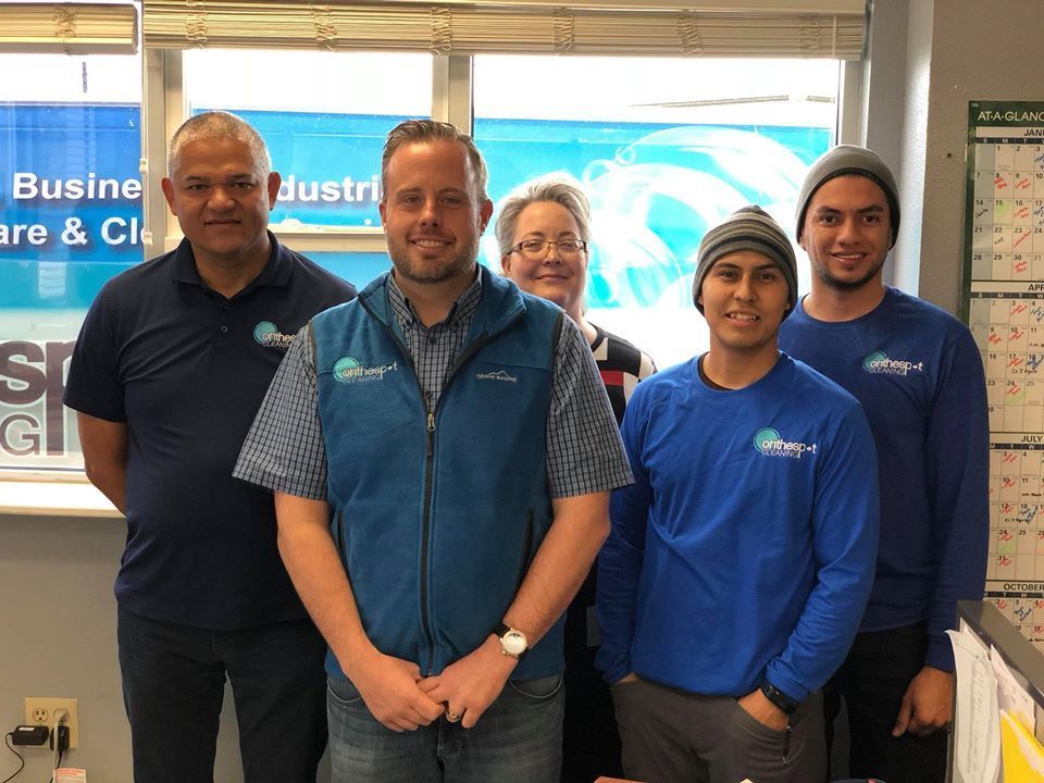 Sheldon with the On the Spot crew, providing the best cleaning service