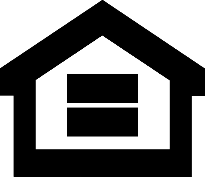 Black house silhouette with a two-pane window.