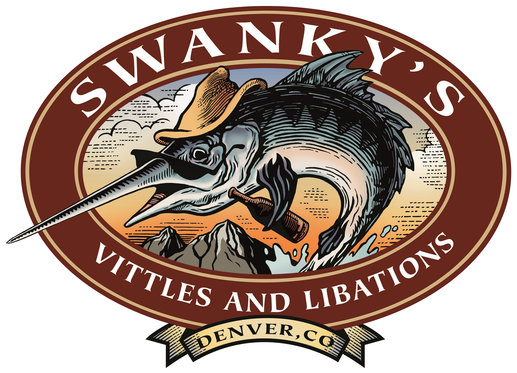 The logo for swanky 's vittles and libations in denver