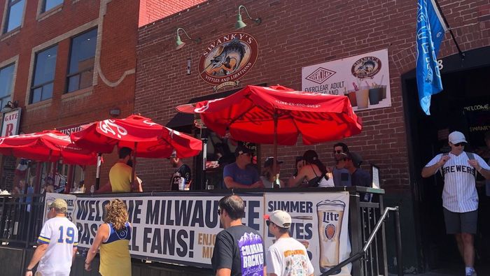outside of swankys sports bar. denver's #1 bar for wisconsin and midwest sports fans