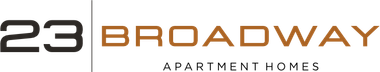 The logo for 23 broadway apartment homes
