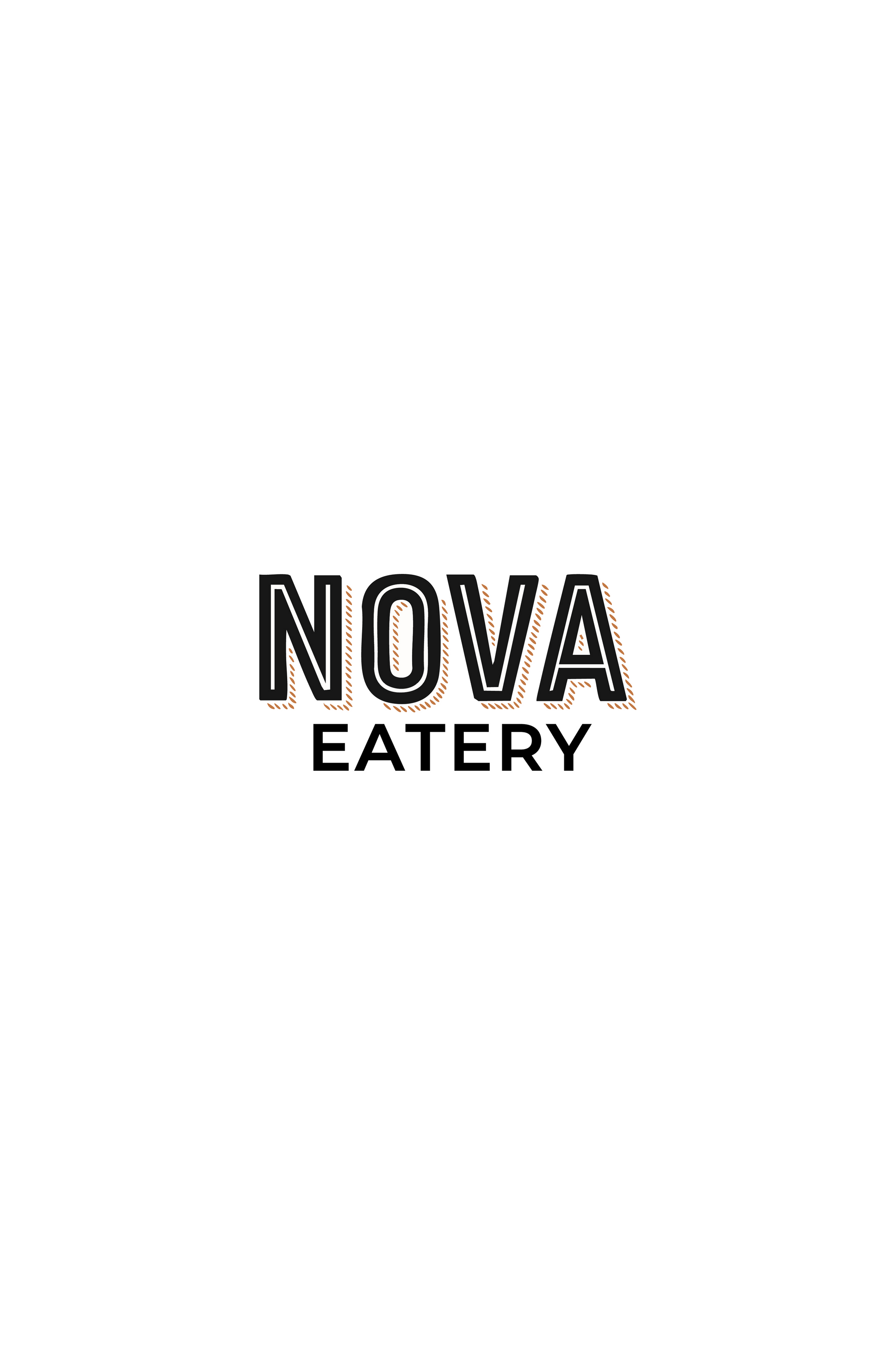 NOVA Eatery logo in black text on a white background