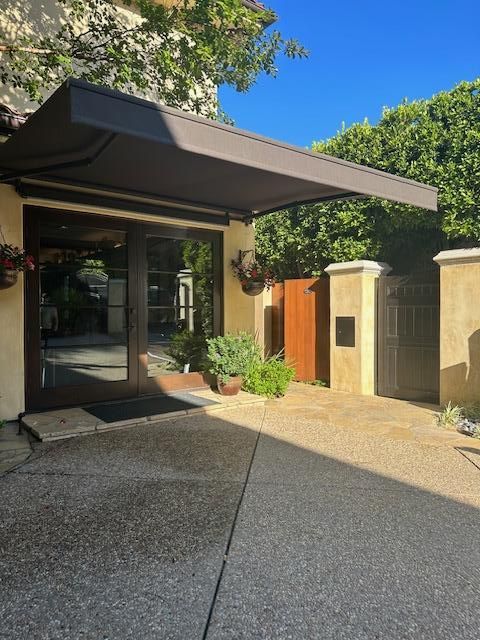A building with a large awning over the entrance
