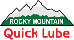 Logo for Rocky Mountain Quick Lube: mountain silhouette above text 