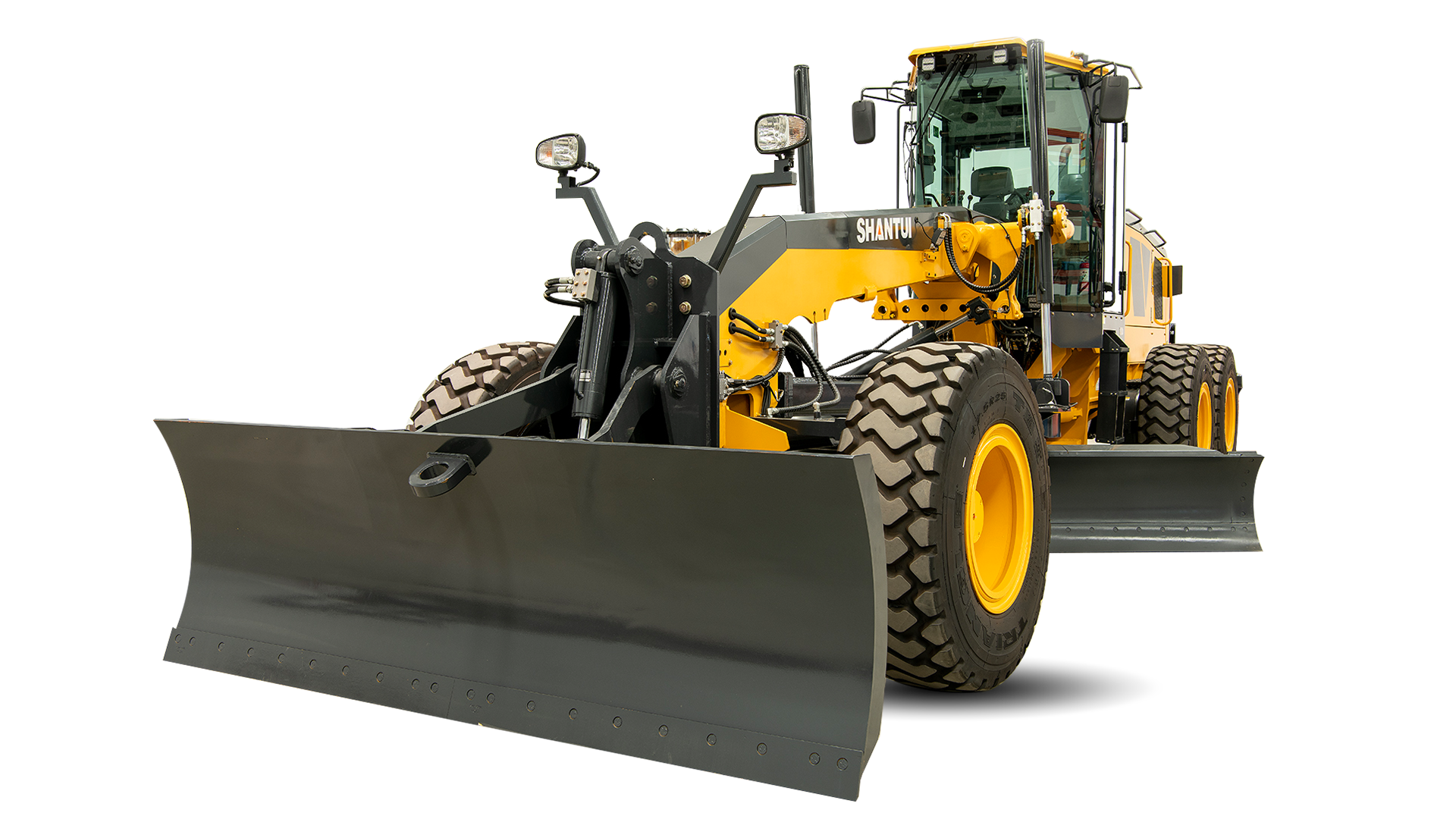 Yellow Road Grader Smoothing a Dirt Road — Shantui QLD in Kingsthorpe, QLD