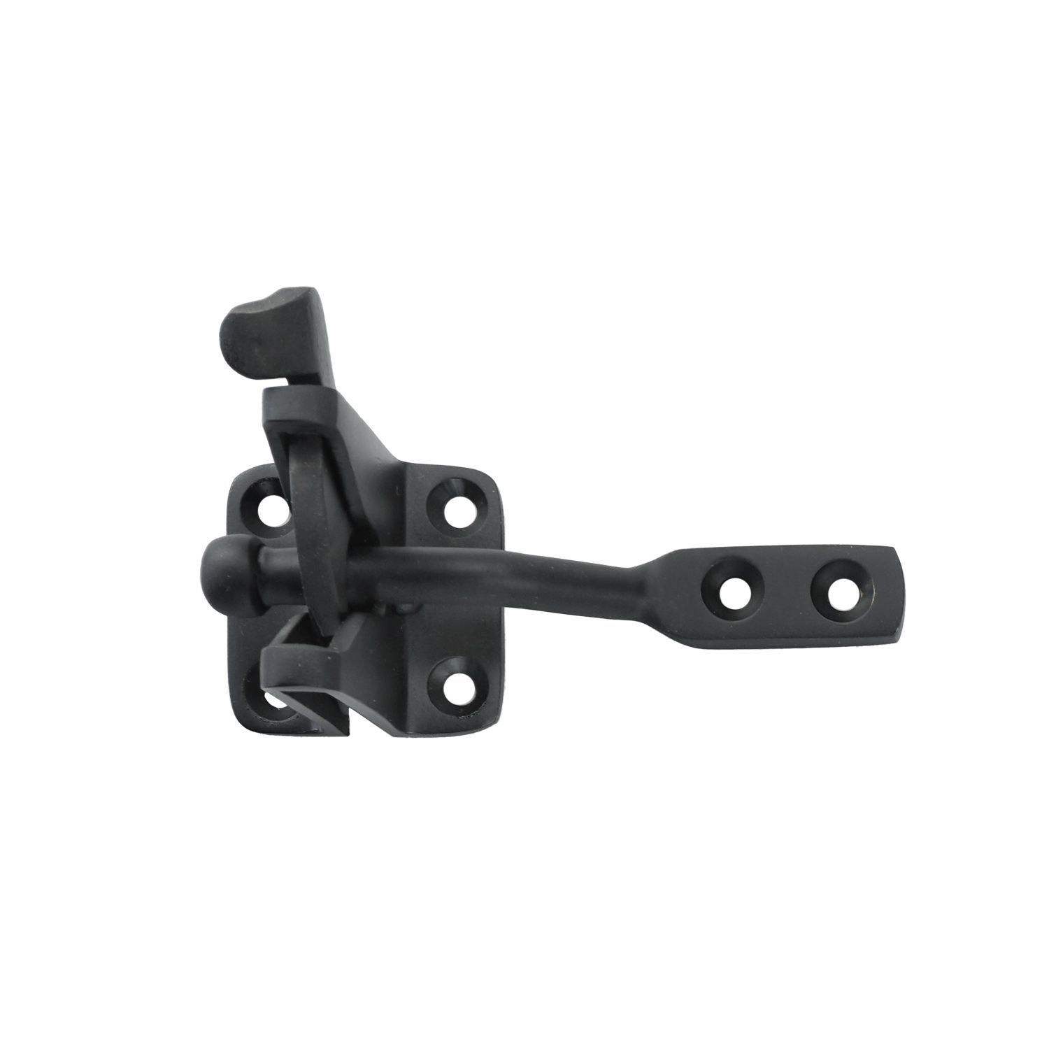 A black latch with a handle on a white background.