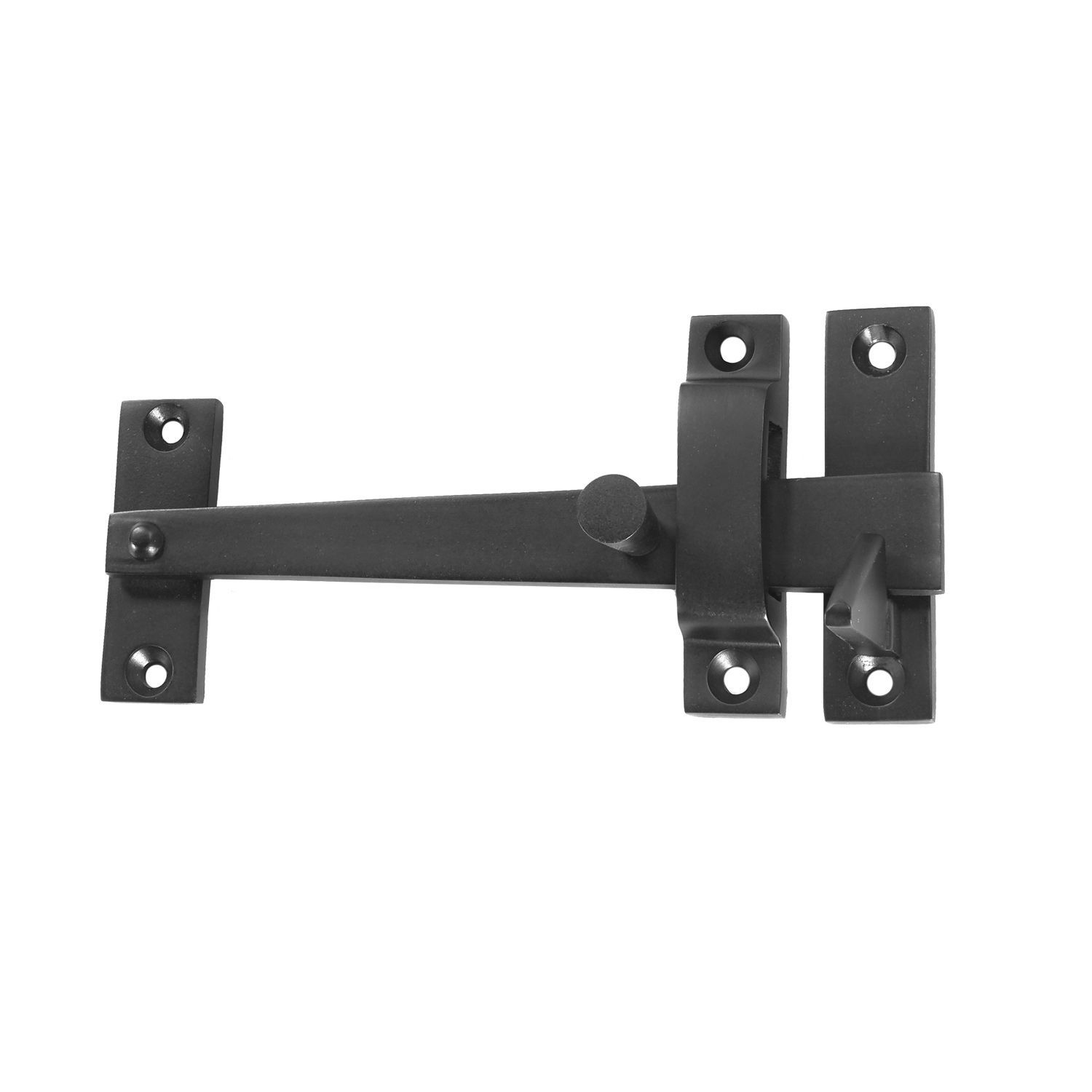 A black latch with a handle on a white background.
