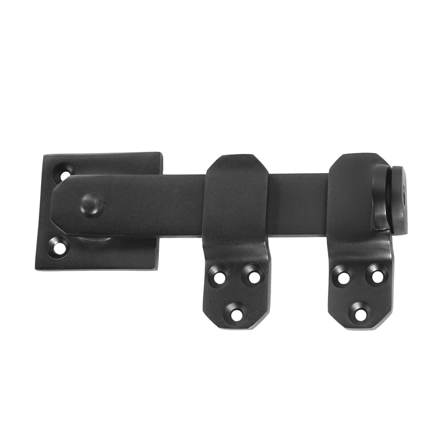 A black latch on a white background.
