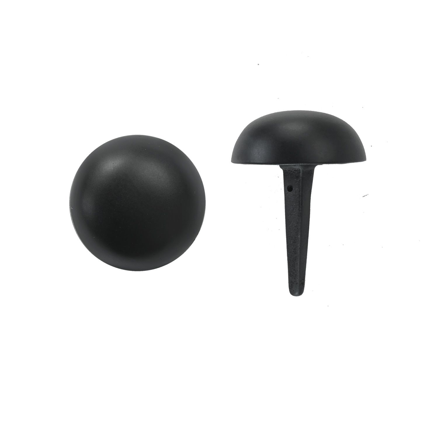 A pair of black nails on a white background.