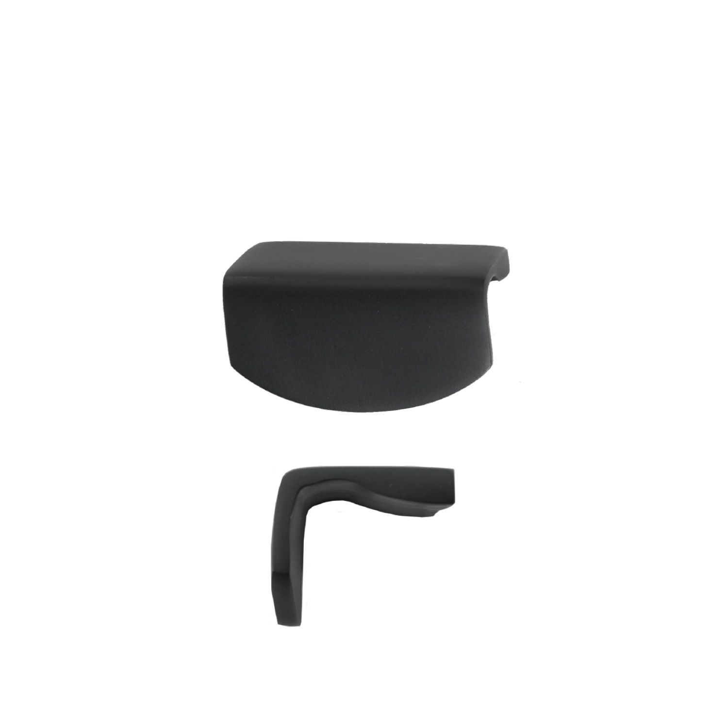 A pair of black handles on a white background.