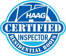 A logo for a certified residential roof inspector