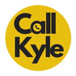 A yellow circle with the words call kyle on it