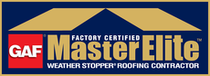 A master elite weather stopper roofing contractor logo