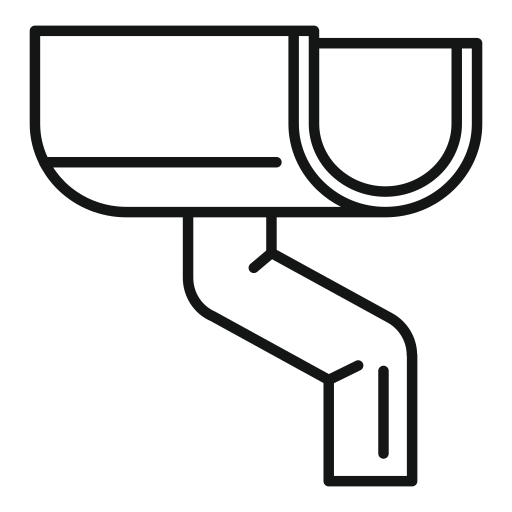 A gutter icon in outline style on a white background