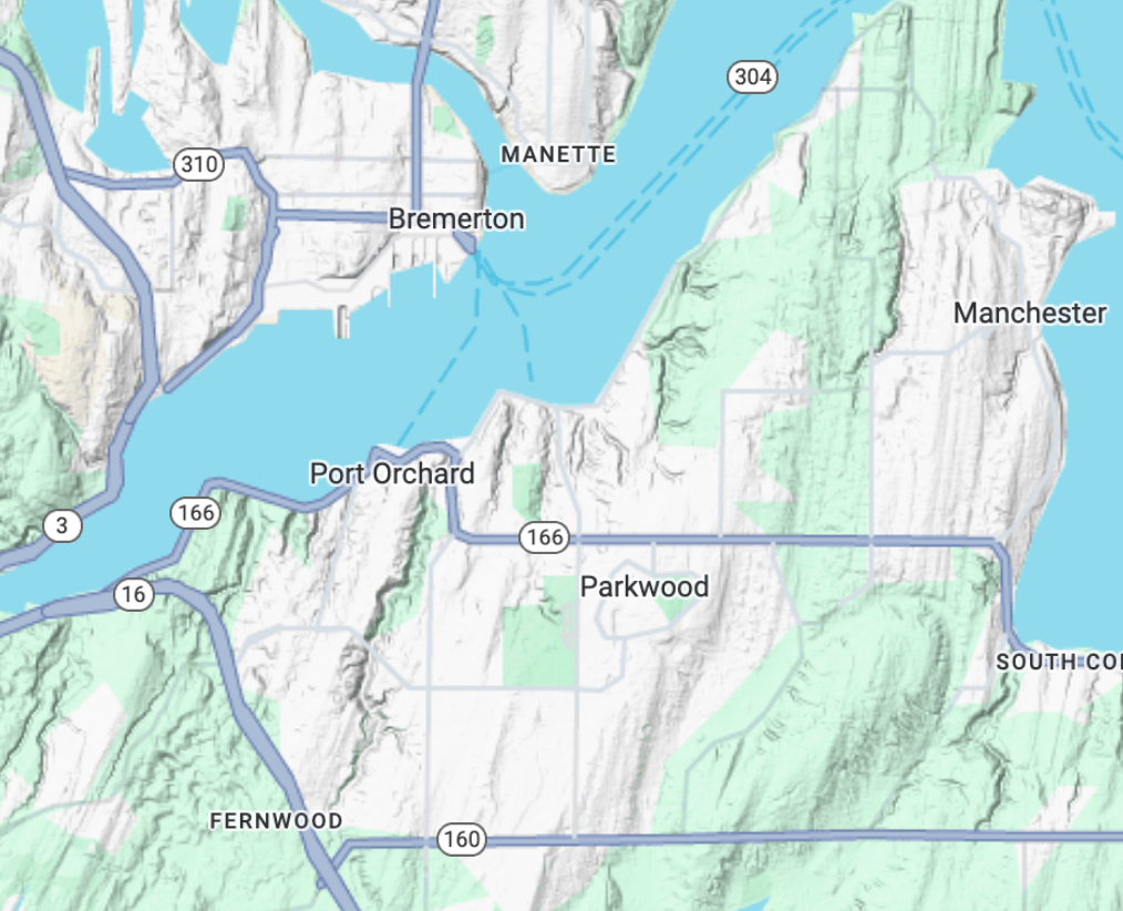A map showing the location of park orchard and parkwood