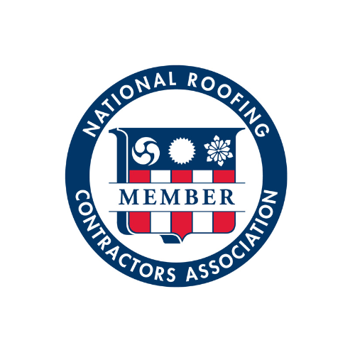 National Roofing Contractors Association member logo in blue, red, and white