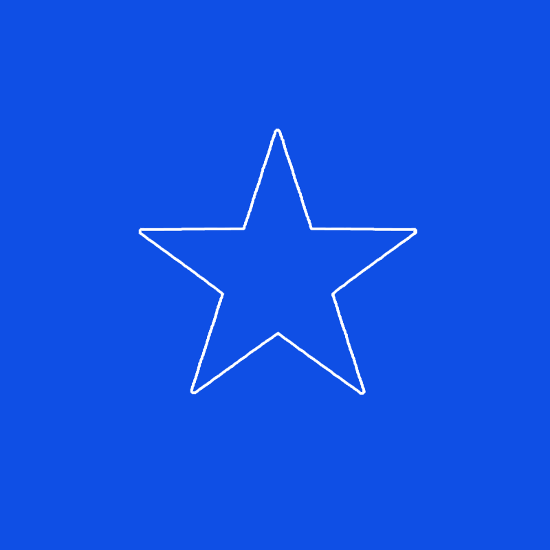 White star outline on a blue background.
