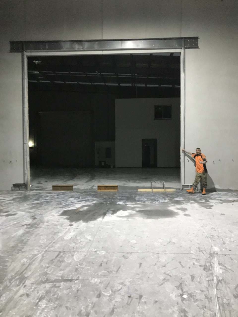 View of a big opening cut in a concrete wall