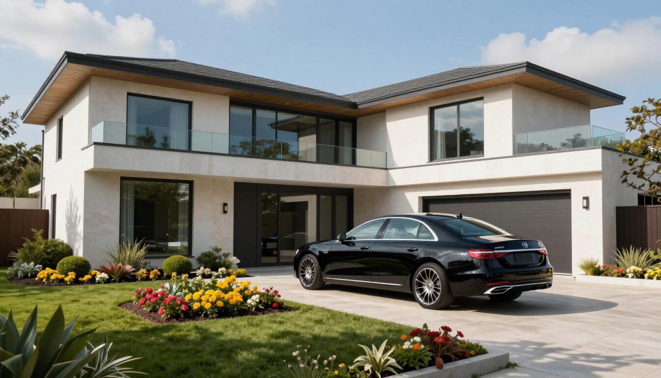 Casa moderna e carro representando a contemplação no consórcio