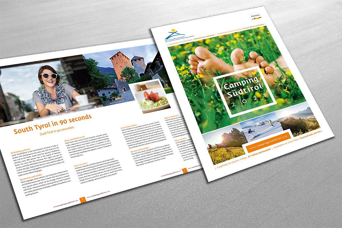Layouterstellung Südtiroler Campingkatalog