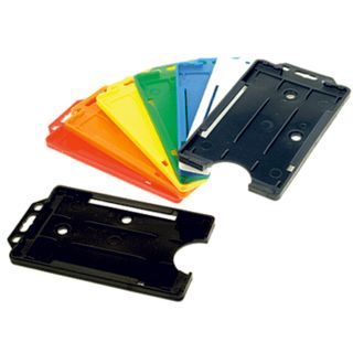 a range of coloured plastic id card holders