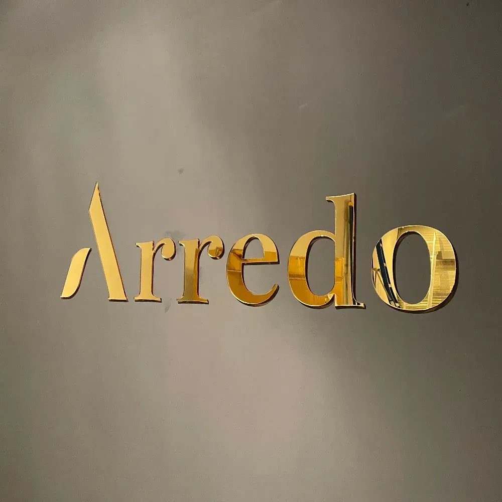 Mirror Gold 3D Acrylic Logo Wall Sign