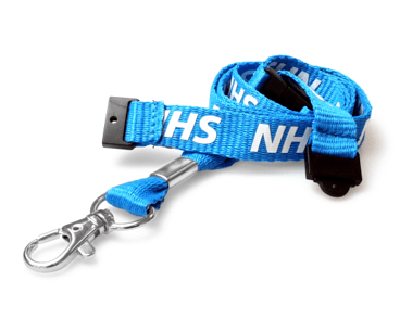 Blue Lanyard with NHS printed onto it