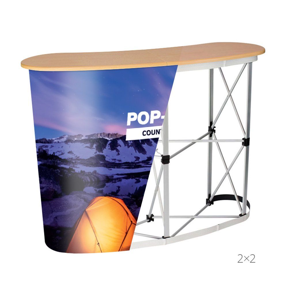 pop up counter frame with partial front coverage