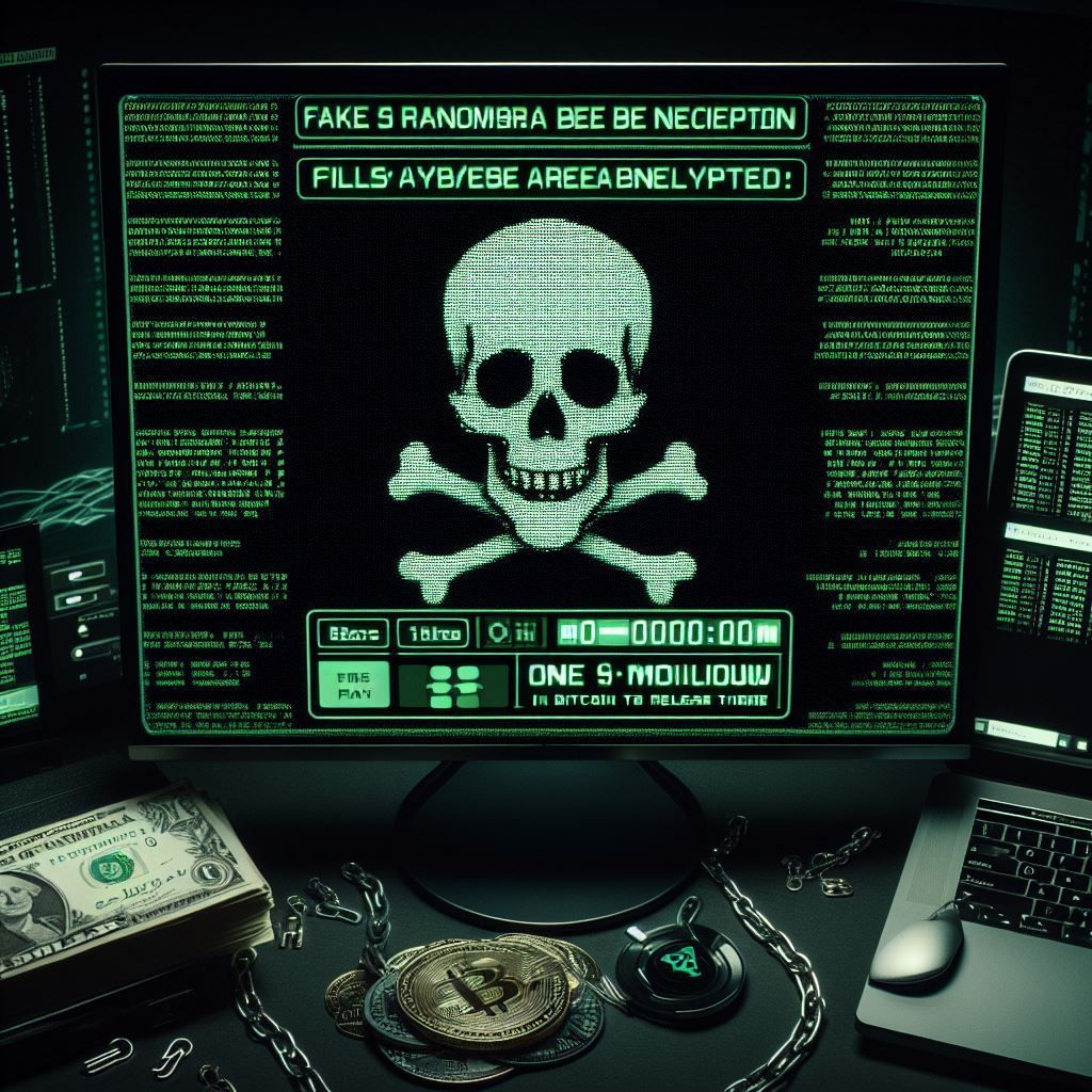 a computer monitor with a skull and crossbones on it - ransomware attack