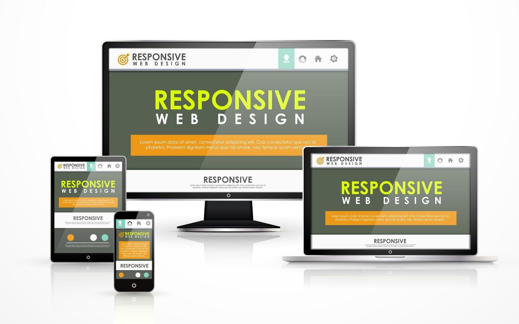 Multiple devices displaying a website with the text 