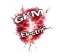 GKM Electric logo: White text over a red and white electric burst.
