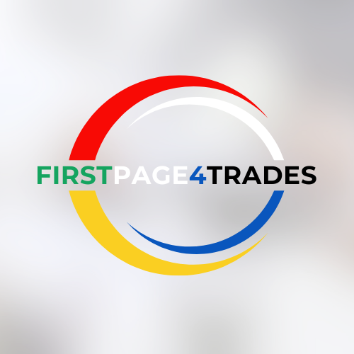 A logo for firstpage4trades with a circle in the middle