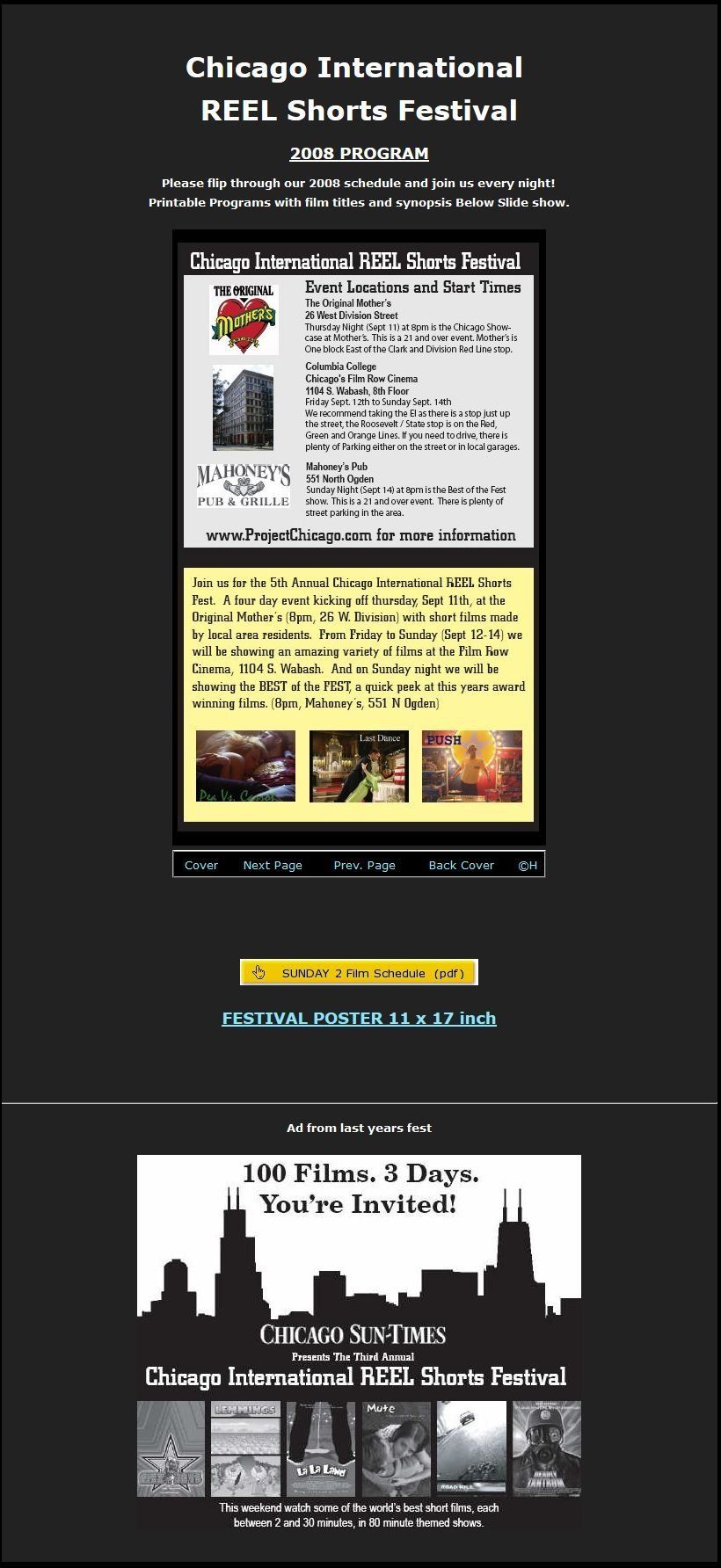 A chicago international reel shorts festival advertisement