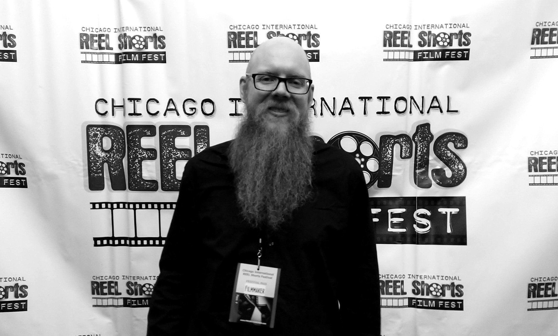 Man with long beard at Chicago Reel Shorts Film Fest.