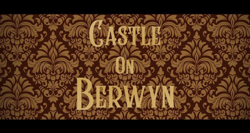 A brown and gold wallpaper with the words castle on berwyn written on it.