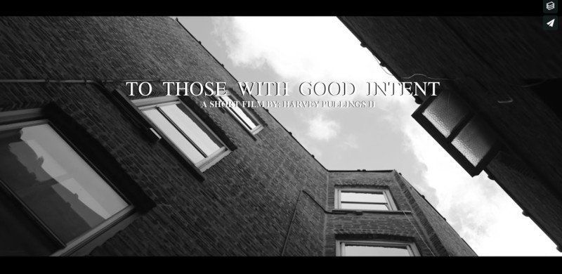 A black and white photo of a building with the words to those with good intent
