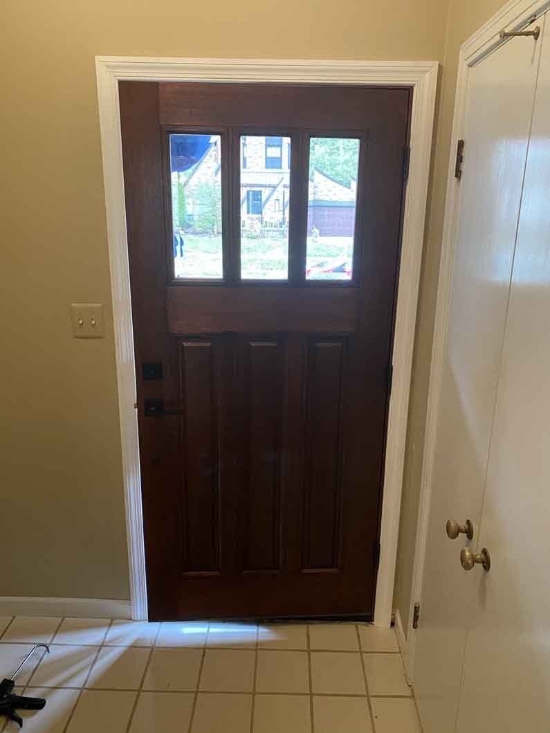 a door with a window.