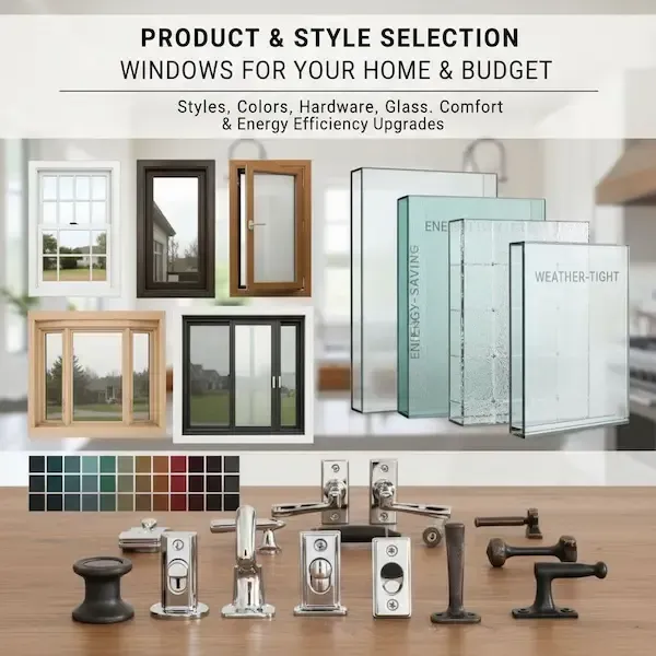 Andersen window styles, colors, hardware, and energy-efficient glass options installed by Smart Roof in Warren MI