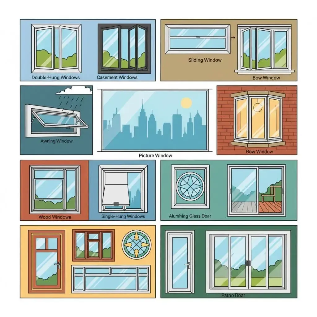 Andersen window styles including double-hung, casement, sliding, picture, awning, bay, bow windows and patio doors installed in Warren MI homes